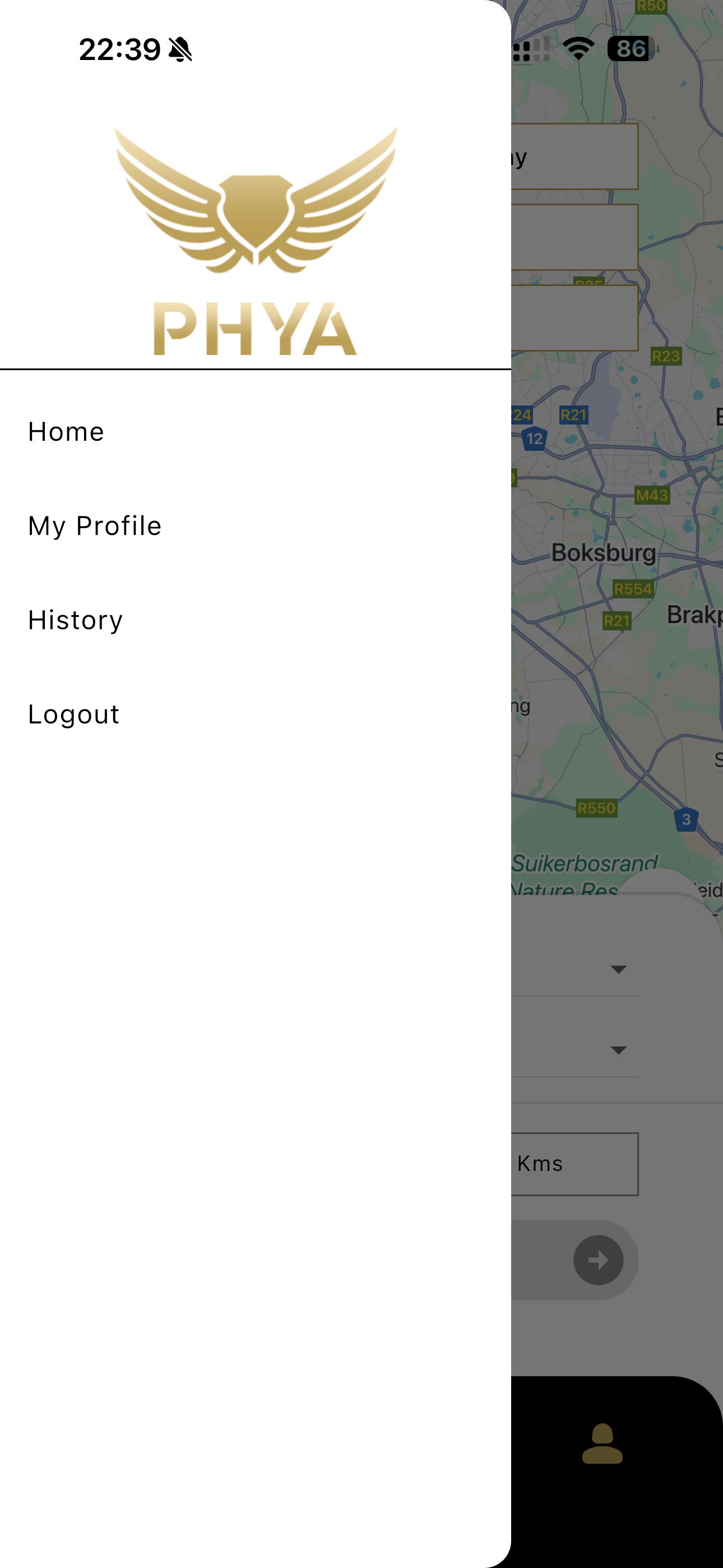 PHYA App - Menu